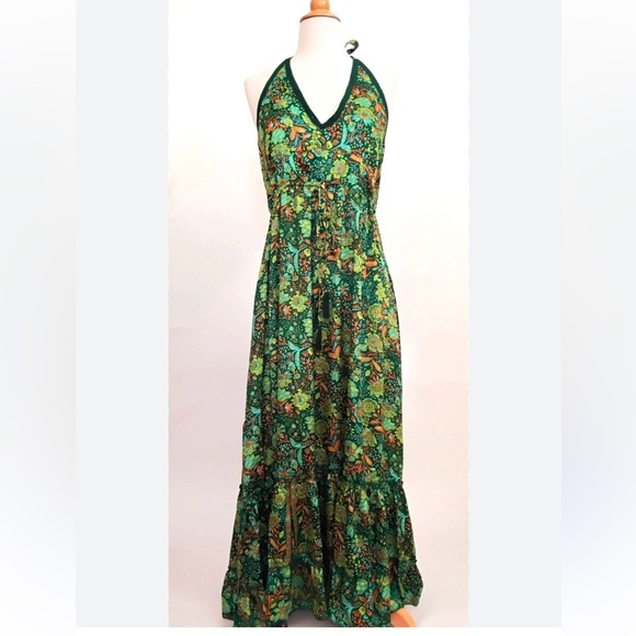 Floral Green Halter Maxi Dress NWT - Picture 4 of 11